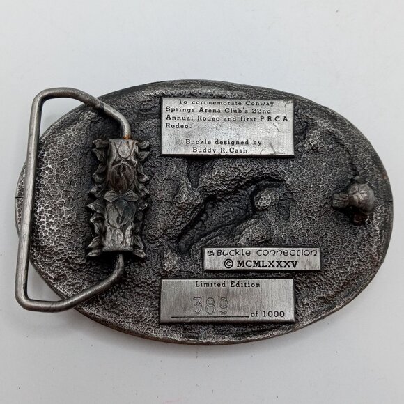 Bronc Rider Rodeo Belt Buckle Vintage 1985 Conway Springs Kansas PRCA Cowboy KS - Picture 2 of 9